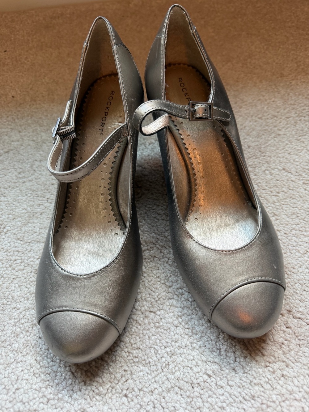 Rockport Metallic Silver Mary Jane Heels